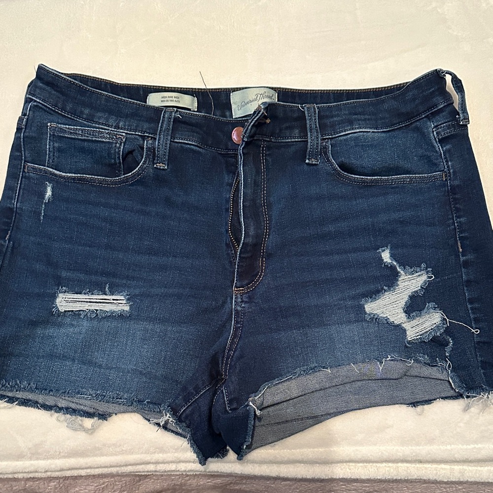 Midnight Blue Distressed Jean Shorts- very comfy cute fit!